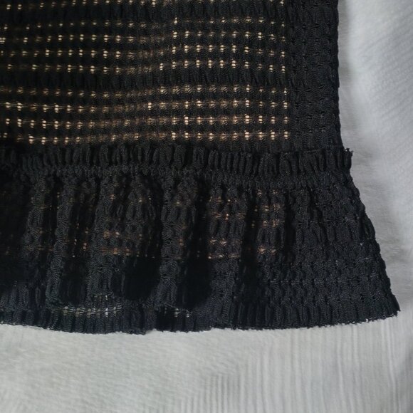 Black Lace Bodycon Dress with Ruffled Sleeves and hem - Picture 8 of 10